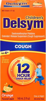 Delsym 12 Hour Cough Suppressant, Orange - 5 oz, Pack of 4