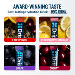 DripDrop Hydration Packets - Juicy Variety Pack - Single Serve Electrolytes Powder Drink Mix - Grape, Fruit Punch, Strawberry Lemonade, Cherry - Non-GMO, Gluten Free, Vegan - 32 Sticks