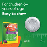 Zyrtec Children's Dye-Free Chewables for 24 Hour Allergy Relief, 10 mg Cetirizine Hydrochloride Antihistamine Tablets, Kids Allergy Medicine Relieves Sneezing & Itchy Throat, Grape, 48 ct