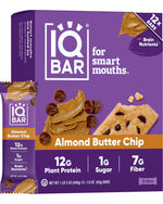 IQBAR Clean Plant Protein Bars - Almond Butter Chip - 12 Count - Keto, Vegan, High Fiber, Gluten and Dairy Free, Low Sugar Snack - Brain and Body Nutrients for Focus, Energy, Meal Replacement