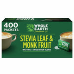 Whole Earth Sweetener Co. Stevia & Monk Fruit Sweetener, Erythritol Sweetener, Stevia Packets, Sugar Substitute, Natural Sweetener, 400 Count