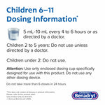 Benadryl Children’s Dye-Free Allergy Relief Liquid, Allergy Medicine for Kids, 12.5 mg Diphenhydramine HCl Antihistamine, Relieves Runny Nose & Sneezing, Paraben-Free, Bubble Gum Flavor, 8 fl.