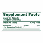 Natures Bounty Magnesium Glycinate Large Bottle / 180 Capsules 240 mg