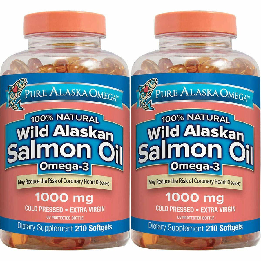 Pure Alaska Omega-3 Wild Alaskan Salmon Oil 1000mg Softgels 2 Packs (210-Count Each)
