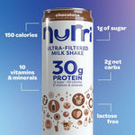 Nurri - 30g Protein Ultra Filtered Milk Shake – Chocolate - Lactose Free, Low Sugar, 150 Calories, 10 Vitamins and Minerals - 11 fl oz, 12 Cans