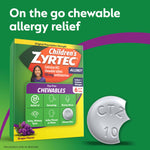 Zyrtec Children's Dye-Free Chewables for 24 Hour Allergy Relief, 10 mg Cetirizine Hydrochloride Antihistamine Tablets, Kids Allergy Medicine Relieves Sneezing & Itchy Throat, Grape, 48 ct