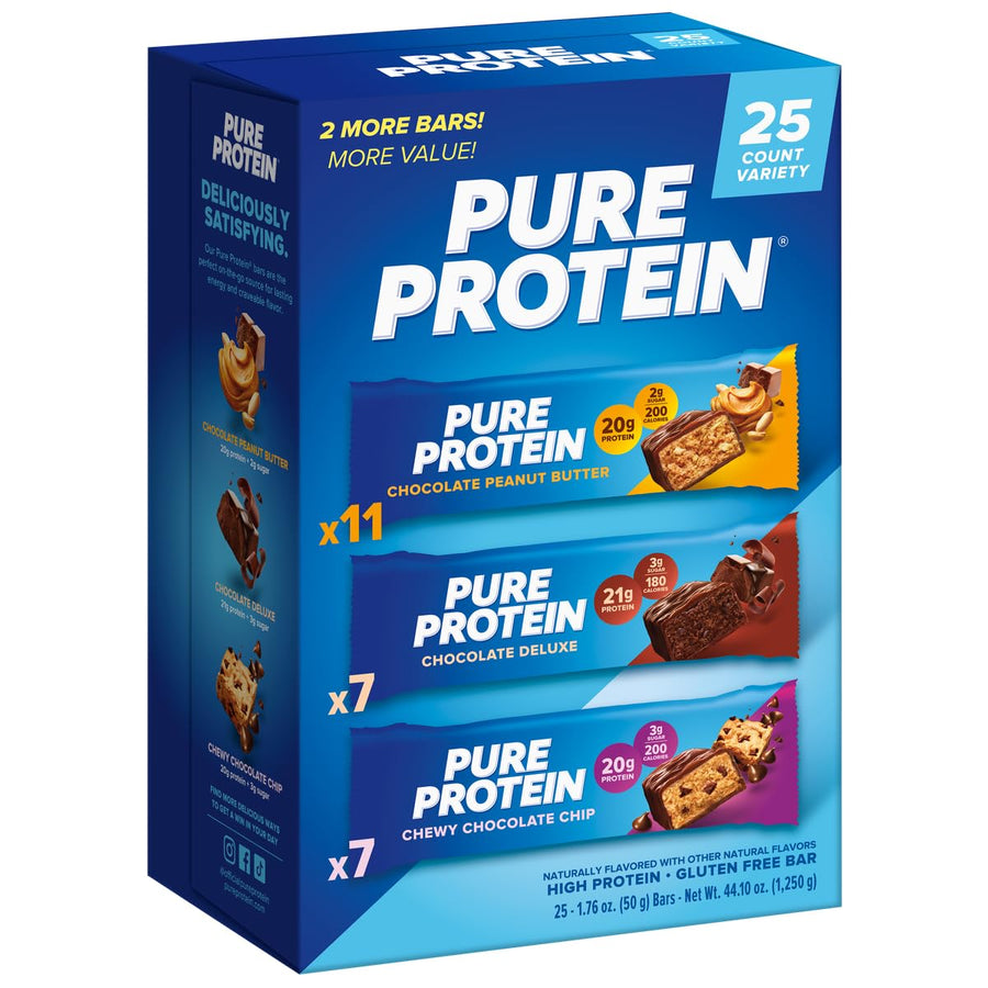 Protein Bars, 20-21g Pure Protein per Bar, Variety Pack, 1.76 oz, 25 CT
