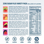 DripDrop Zero Sugar Plus - Sugar Free Hydration Packets - Single Serve Electrolytes Powder Drink Mix - Strawberry Kiwi, Peach, Cherry Limeade, Wild Berry - Non-GMO, Vegan - 16 Sticks