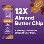 IQBAR Clean Plant Protein Bars - Almond Butter Chip - 12 Count - Keto, Vegan, High Fiber, Gluten and Dairy Free, Low Sugar Snack - Brain and Body Nutrients for Focus, Energy, Meal Replacement