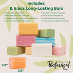 Australian Botanical Soap Variety Pack, 6.6 oz Bars  Goat Milk, Eucalyptus, Manuka Honey, Sea Salt, Pink Lychee, Lemongrass, Raspberry, Valencia Orange  Enriched with Organic Shea Butter, Pack of 8
