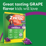 Zyrtec Children's Dye-Free Chewables for 24 Hour Allergy Relief, 10 mg Cetirizine Hydrochloride Antihistamine Tablets, Kids Allergy Medicine Relieves Sneezing & Itchy Throat, Grape, 48 ct