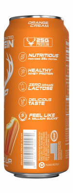 Bucked Up Lightly Carbonated Protein Soda | 25g Whey Isolate - Zero Sugar, Low Calorie, Caffeine Free, Clean Drink | Sparkling Protein Soda - 12 Pack, 16 oz Cans (Orange Cream)