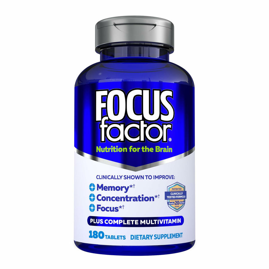 Focus Factor Brain Supplement Multivitamin Improve Memory and Clarity Boost Concentration Neuro Energy Learning Reasoning for Men and Women 180 Tablets