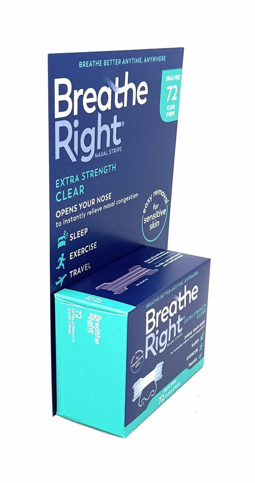 Breathe Right Nasal Strips, Extra Clear for Sensitive Skin, 72 Clear Strips