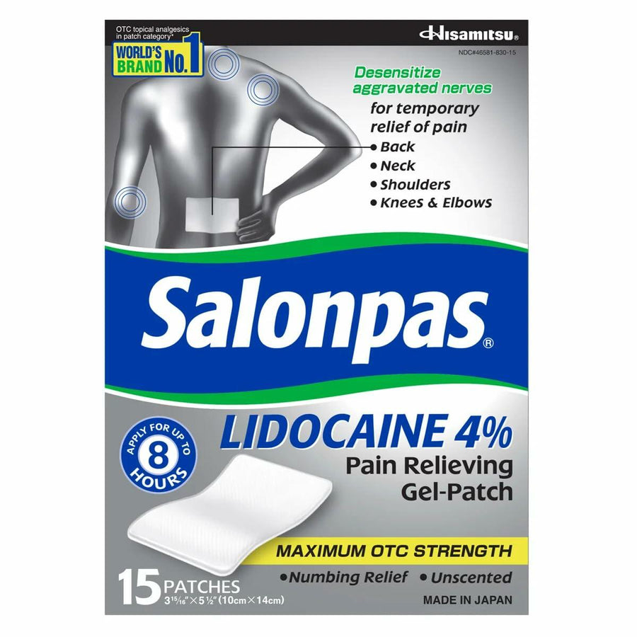 Salonpas LIDOCAINE Pain Relieving Maximum Strength Gel 15Patch