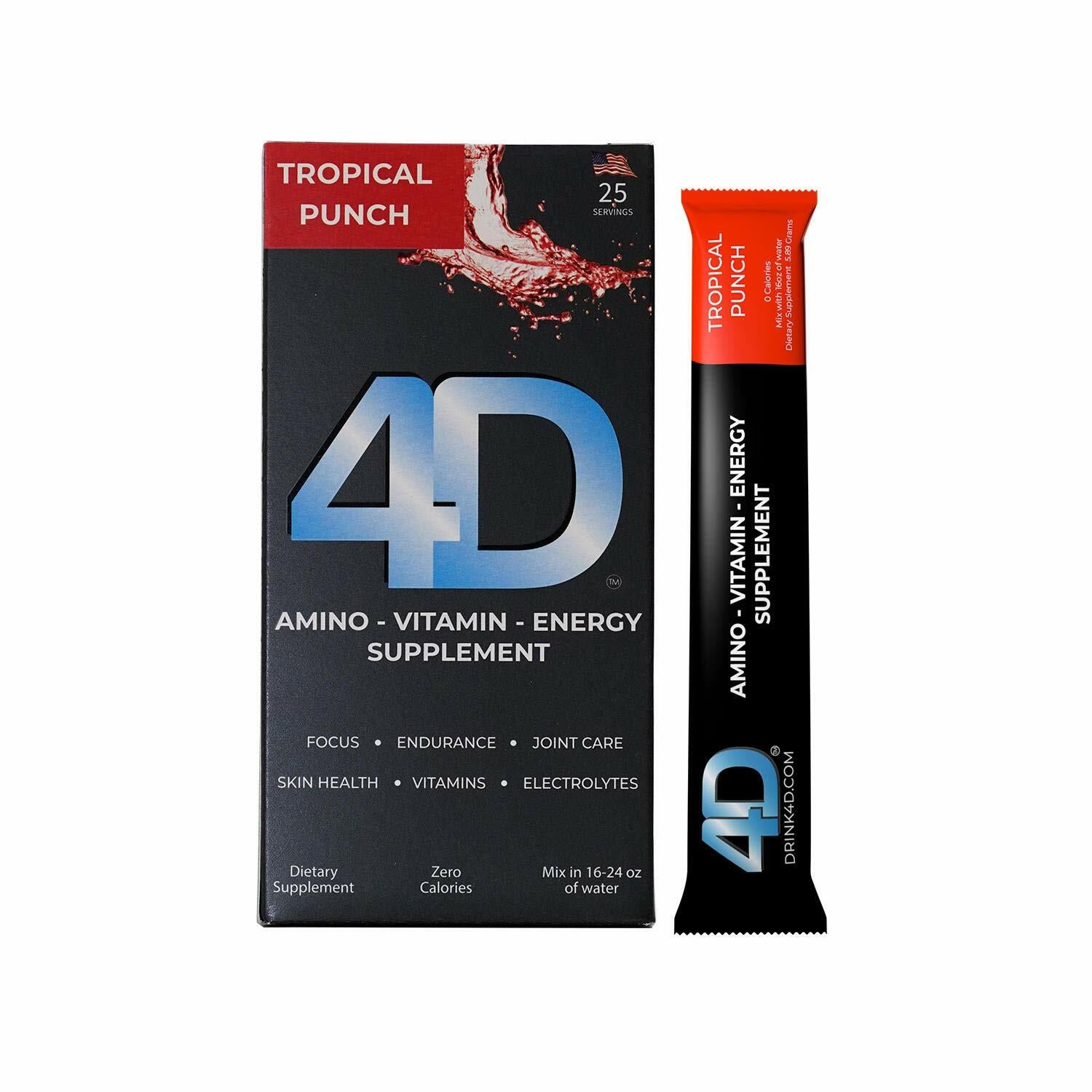 4D Clean Energy Amino-Vitamin-Energy-Supplement 25 Units In 1 Pack,, 25Count ()