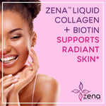 Zena Nutrition Liquid Collagen Peptides and Biotin, 2500mg Verisol Bioactive Collagen Peptides, 5000mcg Biotin, Hair, Skin, Nail Supplement for Women and Men, Mixed Berry, 90 Servings, 30 fl oz