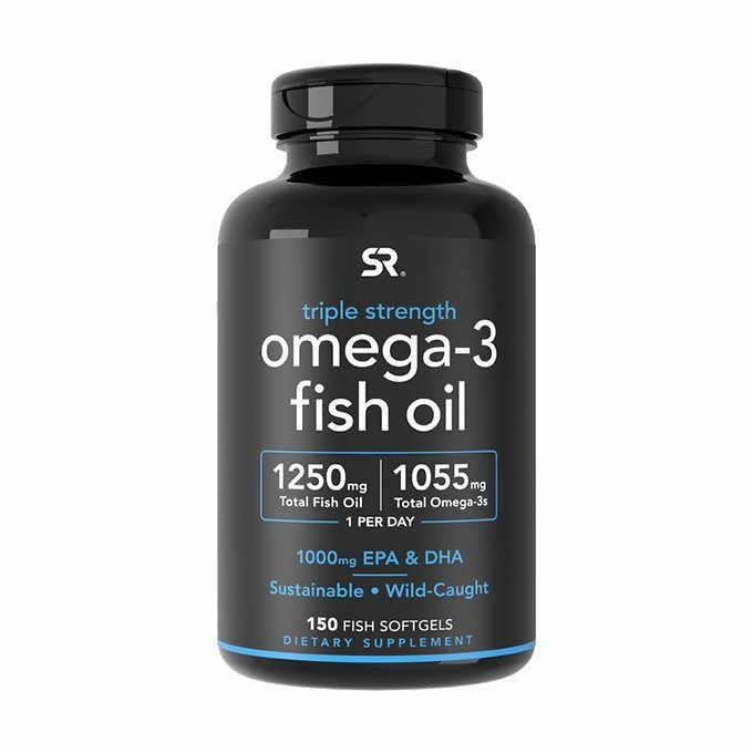 Sports Research Triple Strength Omega 3 Fish Oil - Burpless Fish Oil Supplement w/EPA & DHA Fatty Acids from Wild Caught Fish - Heart, Brain & Immune Support for Men & Women - 1250 mg, 150 ct