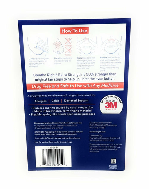 Breathe Right Extra Strength Nasal Strips, 72 Strips