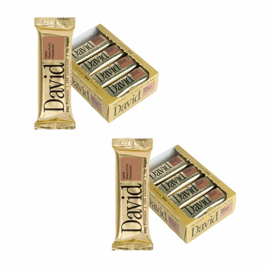 David Protein Bar, Salted Peanut Butter, 24 Protein Bars | 28g of Protein | 150 Calories | 0g of Sugar - High Protein, Low Carb, Gluten Free Protein Bar, Pack of 24