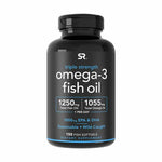 Sports Research Triple Strength Omega 3 Fish Oil - Burpless Fish Oil Supplement w/EPA & DHA Fatty Acids from Wild Caught Fish - Heart, Brain & Immune Support for Men & Women - 1250 mg, 150 ct