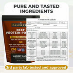 Paleo Pro Beef Protein Powder - Grass Fed Protein Powder Isolate - Pure Animal Based Pastured & Cage-Free | Dairy & Gluten Free, Natural and Clean Proteins for Paleo & Keto - 15 Days Supply (Cacao)