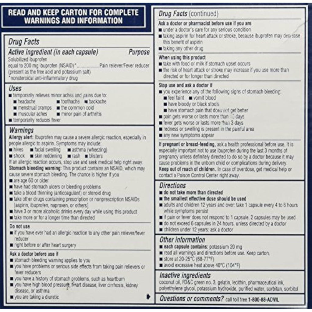 Advil Liquigels, 200 Miligrams, 240 Count 200mg