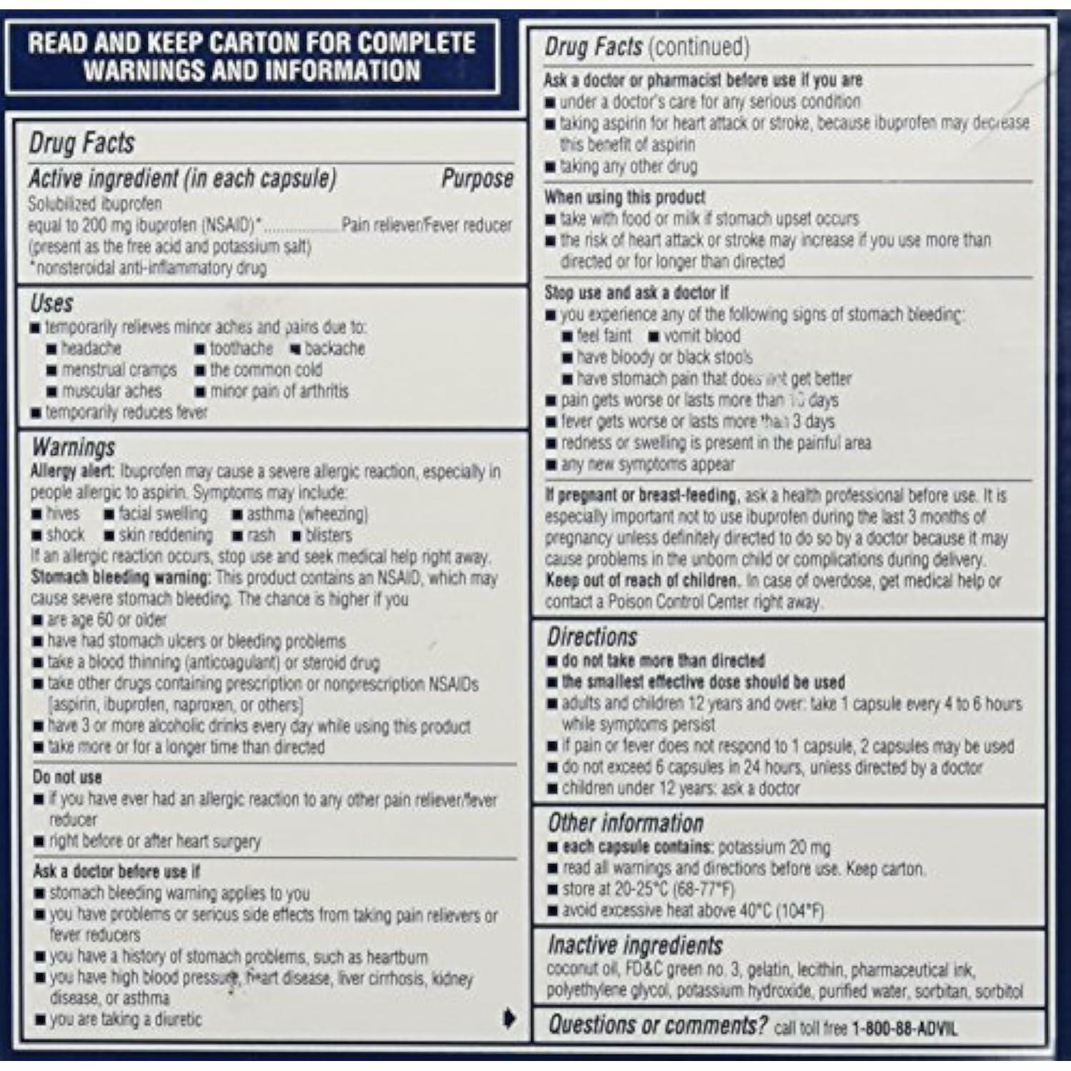 Advil Liquigels, 200 Miligrams, 240 Count 200mg