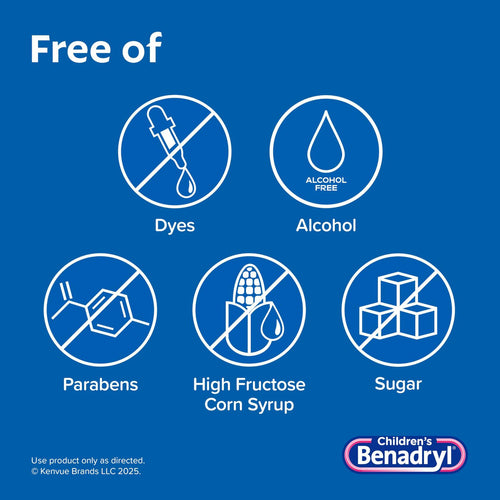 Benadryl Children’s Dye-Free Allergy Relief Liquid, Allergy Medicine for Kids, 12.5 mg Diphenhydramine HCl Antihistamine, Relieves Runny Nose & Sneezing, Paraben-Free, Bubble Gum Flavor, 8 fl.