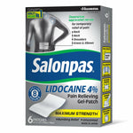 Salonpas Lidocaine 4% Pain Relieving Gel-Patch, 6 Count, for Back, Neck, Shoulder, Knee & Elbow Pain