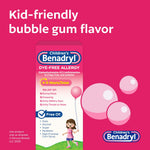 Benadryl Children’s Dye-Free Allergy Relief Liquid, Allergy Medicine for Kids, 12.5 mg Diphenhydramine HCl Antihistamine, Relieves Runny Nose & Sneezing, Paraben-Free, Bubble Gum Flavor, 8 fl.