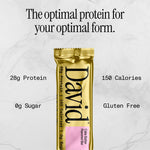 David High Protein Bars No Sugar - Sugar Free Protein Bars, Low Carb, Gluten Free - 28g of Protein, 150 Calories - David Bar On-The-Go Snack - Cake Batter Flavor, Pack of 12