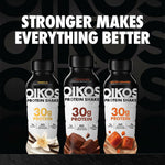 Oikos Protein Shake, Vanilla, 30g High Protein Drinks, Shelf Stable, Ready to Drink, 5g Prebiotic Fiber, 12 fl oz Bottle, 12 Count