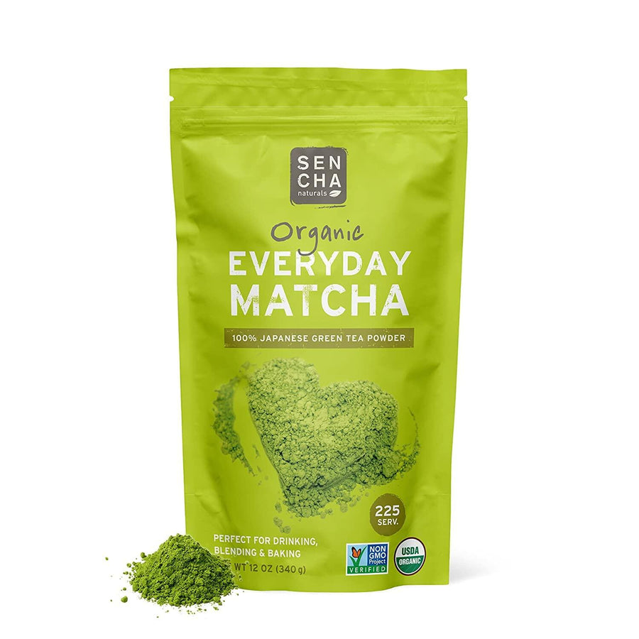Sencha Everyday Natural USDA Organic Matcha Green Tea Powder Rich Antioxidant Revitalizing Body Healthy Gluten Free Product 100% Vegan Diet - 12oz (Pack of 1)