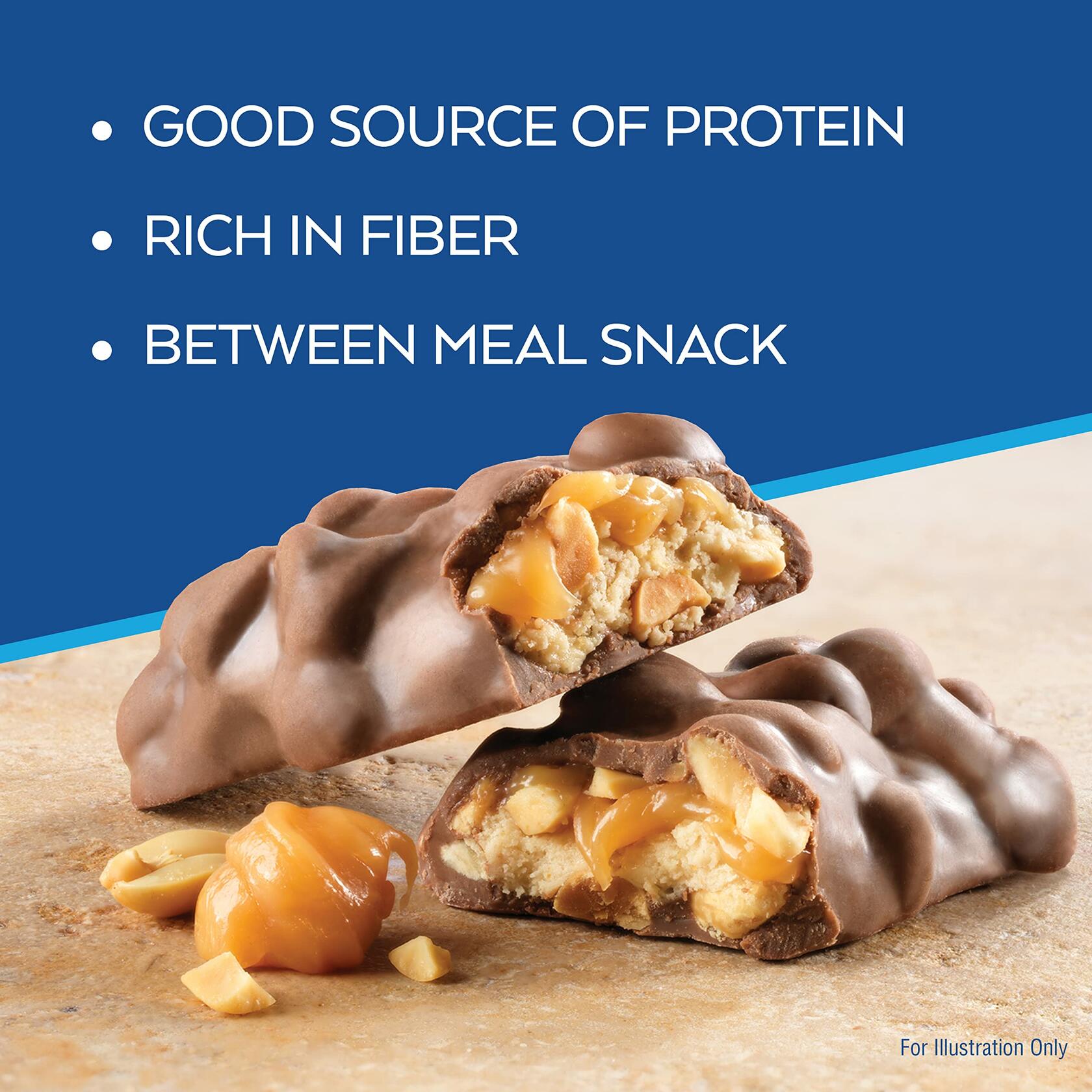 Atkins Caramel Chocolate Nut Roll Snack Bar, Protein Snack , 7g Protein, 2g Sugar, Rich in Fiber, 16 Count