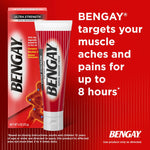 Bengay Ultra Strength Topical Pain Relief Cream, Non-Greasy Topical Analgesic for Minor Arthritis, Muscle, Joint and Back Pain, Camphor, Menthol and Methyl Salicylate, 4 OZ