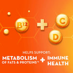 Metamucil Fizzy Fiber Supplement + Metabolism, Plant Based Psyllium Fiber Powder with B12 for Metabolism of Fats and Proteins, Daily Supplement for Regularity, Citrus Flavored Sugar-Free, 130 Serving